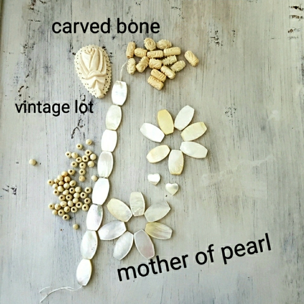 DIY LOT Mother Of Pearl And Bone Beads